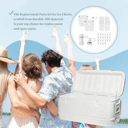 Replacement Parts Kit for Igloo Coolers - Plastic Hinges, Latches, Screws, Threaded Drain Plug and Triple-Snap Drain Plug,Compatible with Igloo Cooler