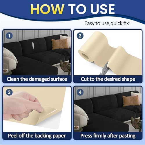 Self-Adhesive Canvas Repair Tape, 8.3" x 11" Waterproof Canvas Repair Patch, Fabric Patch Repairs Kit for Furniture, Tents, Sunbrellas, Boat Covers Awnings, Couches, Clothes, Bags Beige-Yellow - color: Beige-Yellow, size: 8.3" x 11"