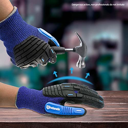 ANDANDA Cut Resistant Gloves, ANSI A5 Impact Work Gloves with Power Grip for Men and Women, Used for Woodworking, Glass Cutting, Construction, Cargo Handling, Car Repair,1 pair,L