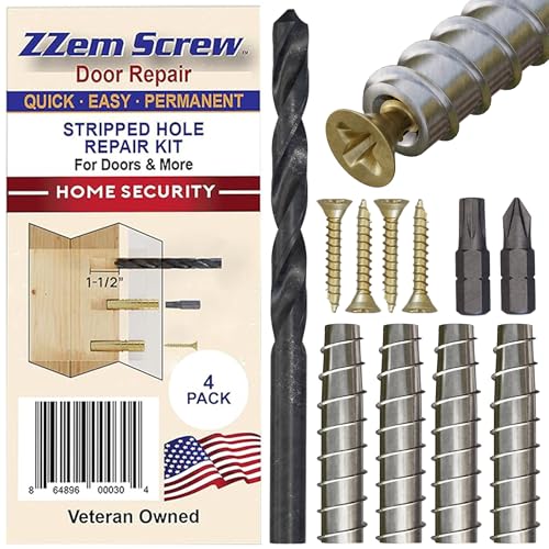 4 Pack #9 x 1 1/2" Stripped Screw Hole Repair Kit - Permanent Stripped Screw Hole Repair for Door Hinges, Strike Plates, Deadbolts, Gate Hinges, Latches, and Home Repair Projects - Easy Quick Install
