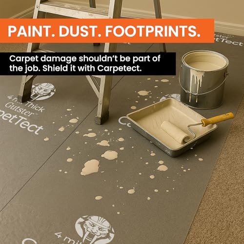 CarpetTect Floor Protection 24" x 200' | Heavy-Duty 4Mil Carpet Protection Film with Strong Adhesive | Plastic Carpet Protector & Surface Shield for Construction, Pets & Hardwood Floors