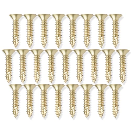 Cauldham Bright Brass Wood Screws #9 x 1 Inch for Door Hinges - 25 Pack - color: Bright Brass