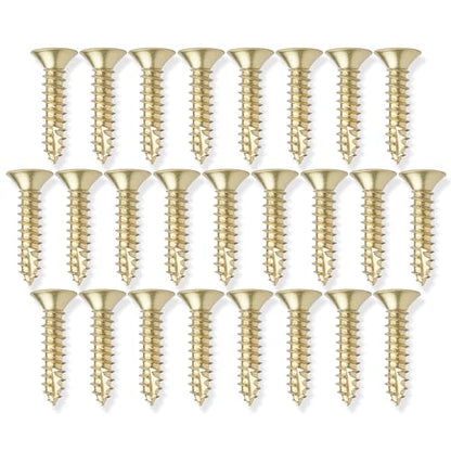 Cauldham Bright Brass Wood Screws #9 x 1 Inch for Door Hinges - 25 Pack - color: Bright Brass