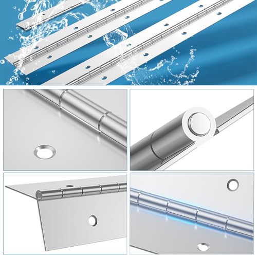 2PCS 20Inch Continuous & Piano Hinges, Heavy Duty Stainless Steel Piano Hinge with Hole, 0.05" Thickness/1.2" Open Width Folding Cabinet Door Butt Hinge - color: Silver, size: 20 Inch