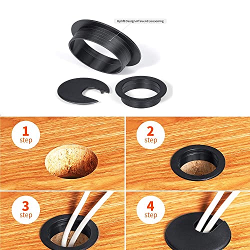 Desk Grommet 2 Inch, Plastic Wire Organizers, Computer Cable Hole Cover Plug Cap Insert (Black, 5) - color: Black, size: 5