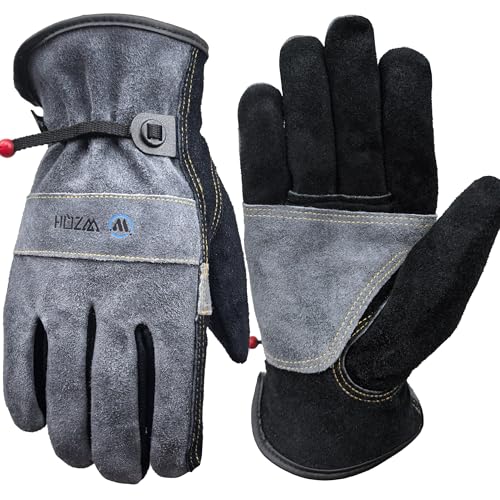 WZQH Leather Work Gloves for Men or Women. Small Glove for Gardening, Tig/Mig Welding, Construction, Chainsaw, Farm, Ranch, etc. Cowhide, Cotton Lined, Utility, Firm Grip, Durable. Grey-Black S - color: Grey - Black, size: Small (Pack of 1)