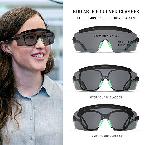 Anti Fog Safety Glasses Safety Goggles Over Glasses Protective Glasses with Anti Scratch Lenses Adjustable - color: Green