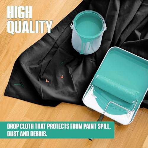 ZUPERIA Black Drop Cloth (4 x 15 Feet - Pack of 2) - Pure Canvas Drop Cloth for Painting, Curtains & Floor Protection Washable & Reusable Tightly Woven Paint Cover for Multipurpose use - size: 4 x 15 - 2 Pack