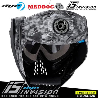 Maddog Dye i5 Thermal Anti-Fog Paintball Airsoft Mask Goggle System Combo with Microfiber Bag | Safety Certified Protection - color: Dyecam Black Fade