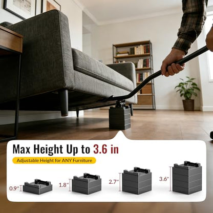 HOLKIE Heavy Duty Furniture Jack for Sliders on Carpet,Back Saving Furniture Lifter Tool for Pads on Hardwood Floors,660 Lbs Load Appliance Lifter Jack & 4 Stackable Blocks to Raise Furniture