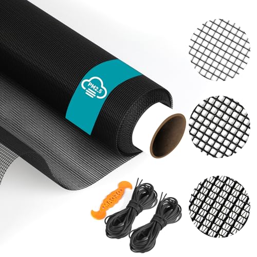 Window Screen,40Mesh High Density Dust and Pollen Filtration Anti-Allergy Window Screen Mesh,37.4IN x 16.4FT Polyester Screen Replacement Repair Kit for Window, Door,Patio,Porch - size: 40Mesh