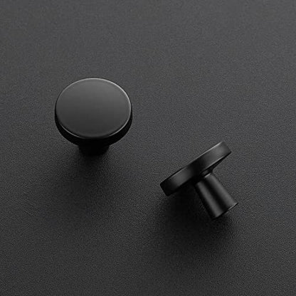 Ravinte 25 Pack Drawer Pulls 1-1/4 Inch Kitchen Cabinet Knobs Solid Round Dresser Drawer Knobs Matte Black Dresser Knobs Drawer Knobs Simple Cabinet Hardware for Cupboard Drawer Pulls - color: Matte Black
