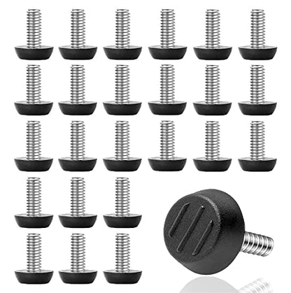 WAFJAMF 24 PCS 1/4‘’ UNC Thread Adjustable Furniture Levelers Screw in Threaded, Adjustable Levelers Feet Screw On Furniture Glide Leveling for Table, Chair, Furniture Legs (1/4’-20UNC Thread) - size: 1/4"-24PCS-No Inserts