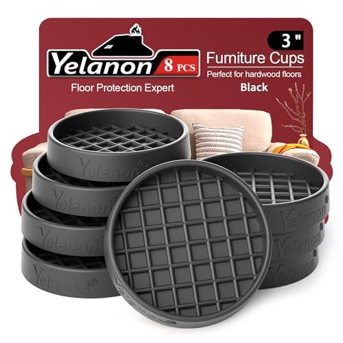 Furniture Coasters-8 Pcs 3" Round Non Slip Furniture Pads-Furniture Caster Cups-Non Skid Grippers Rubber Furniture Feet Anti Slide Hardwoods Floor Protector Black - color: 8pcs3"round Black Square