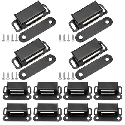 12Pcs Cabinet Door Magnets Catch Magnetic Door Catch, Magnetic Shutter Hardware Drawer Magnet Latch Cabinet Magnets for Closure Cupboard Closet Bathroom(Black) - color: Black