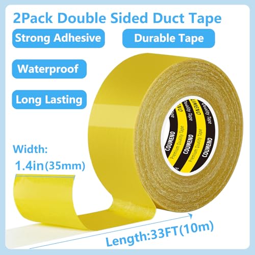 Double Sided Tape 2 Pack 1.4in x 33FT Heavy DutyClear Fabric Tape for Carpet Rug Mounting Cloth Adhesive Removable for Home Office Craft - size: 2 PACK 1.4inX33FT