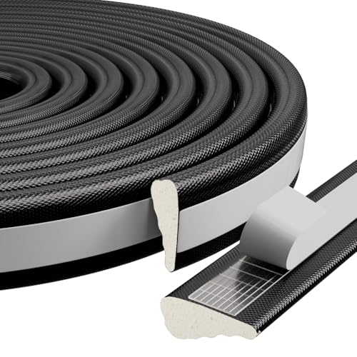 16.4 Ft Weather Stripping Seal Strip for Doors/Windows,Soundproofing Window Insulation Draft Stopper for Winter, Selfadhesive Foam Weather Strip for Door Frame,Door Gap Filler Noise Blocker(Black) - color: Black, size: 16.4 feet