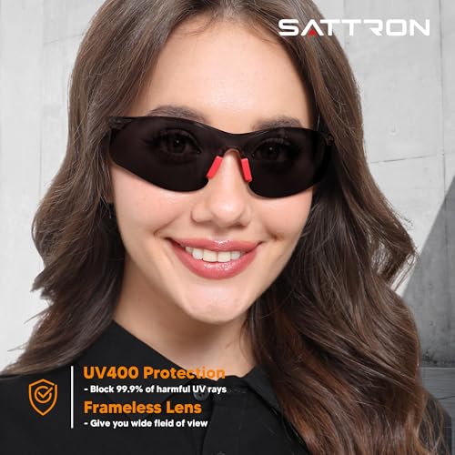 Safety Glasses Tinted 12 Pack, Protective Eyewear for Men Women UV Protection ANSI Z87.1, Safety Sunglasses Bulk Scratch Impact Resistant Eye Protection with Nose Pads for Construction Work Smoke - color: Smoke Lens/Red Temples, style: 12 Pack