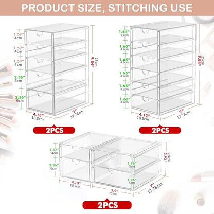 caktraie Makeup Organizer Storage With 30 Drawers, 6 Pcs Desktop Office Supplies, Desk Organizers, Clear Accessories, Dustproof Drawer and for Make Up, Jewelry, Pen, Stationary - size: 30 Drawers