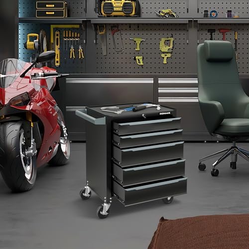 IRONMAX 5-Drawer Tool Chest with Wheels, Rolling Tool Storage Organizer Toolbox with Locking System & Liner, Metal Tool Cabinet for Warehouse, Garage, Workshop, Household - style: 5-Drawer Tool Chest