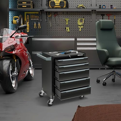 IRONMAX 5-Drawer Tool Chest with Wheels, Rolling Tool Storage Organizer Toolbox with Locking System & Liner, Metal Tool Cabinet for Warehouse, Garage, Workshop, Household - style: 5-Drawer Tool Chest