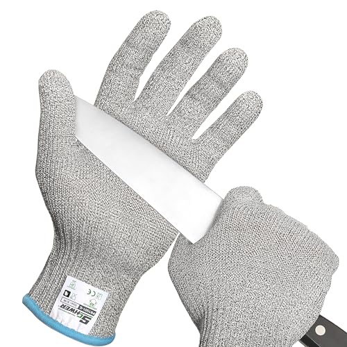Schwer SlicePro ANSI Cut Resistant Gloves, Food Grade Cutting Gloves for Kitchen Food Prep, Mandoline Gloves for Meat Cutting, Oyster Shucking, Fish Fillet Processing, PR1501-G, M - color: Grey, size: Medium