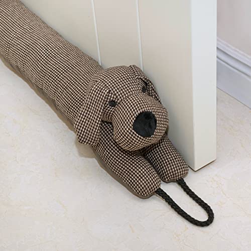 Marwood Under Door Draft Stopper Decorative Wind Stopper 42 inch for Door & Window, Weighted Animal Air Draft Stopper Snake Noise Blocker for Bottom of Door with Hanging Loops - Brown Dog - color: Brown Dog, size: 42 inch