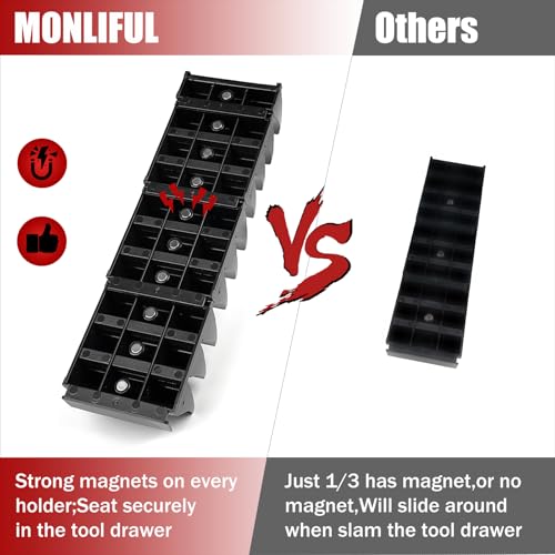 48 pcs Magnetic Modular Wrench Organizer Wrench Holder - Wrenchs Tool Organizers for Tool Drawer Storage, Wrenchs Rack with Metric SAE Labels, Tool Storage Set Holder Festival for Mechanics - style: 48 PCS