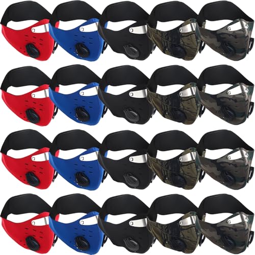 Chicingyou 20 Pcs Neoprene Dust Mask Breathable Anti Pollution Respirator Face Protection with Activated Carbon Filter - color: Multicolor