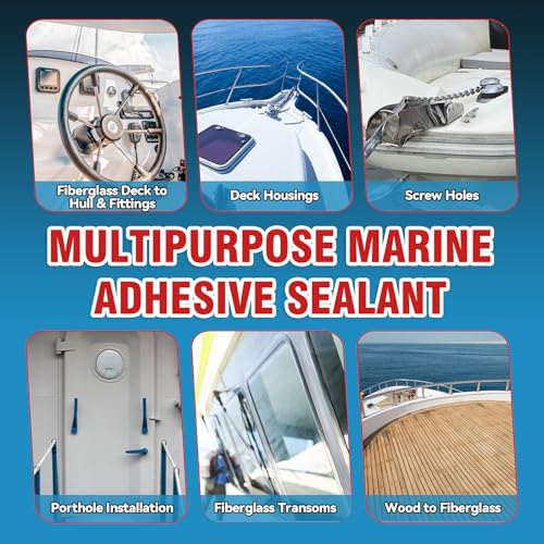 Black Marine Sealant, High Bond Strength Marine Silicone Sealant, Fast Cure, UV Resistant, Waterproof Marine Adhesive for Boats, Hulls, Decks, 3.38 oz