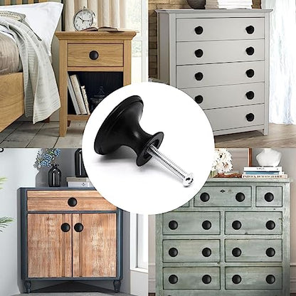 16 Pcs Black Cabinet Knobs, Round Dresser Knob Kitchen Drawer Knobs, Single Hole Cupboard Door Knob Dresser Drawer Pulls Handles - color: Black, size: 16 Pack
