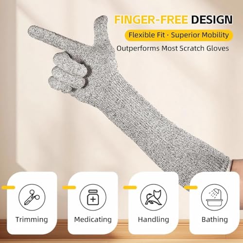 Ultra-Flexible Pet Handling Sleeves: 15.7” Kevlar Scratch-Resistant Gloves for Cat Grooming, Nail Trimming & Arm Protection - color: 1 Pairs