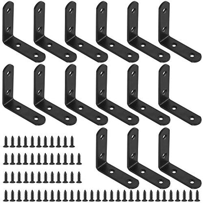 Glarks 15 Sets 65mm Black L Bracket Right Angle Corner Brace Joint Fastener for Wood Chair Bookshelf Board Window Furniture Cabinet (65x65x3mm) - size: 65x65x3mm