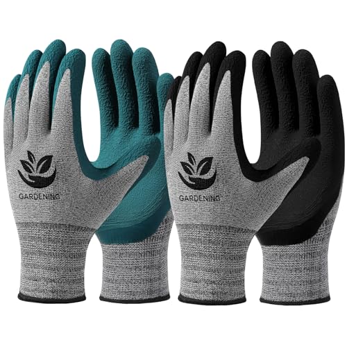 Trifabricy Garden Gloves for Women/Men - 6 Pairs Latex Gardening Gloves with Grip, Protective Work Gloves for Lawn Yard - color: Green & Black & Grey