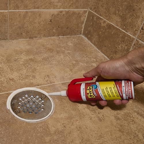 Flex Caulk, Waterproof & Weatherproof Hybrid Polymer Sealant, Strong, Paintable, Indoor, Outdoor, Bath, Shower, Sink, Window, Baseboards, Door, RV, Roof, Wood, Auto & Marine, White, 4 oz, 1-Pack - style: Hybrid, White, 4 oz, 1-Pack