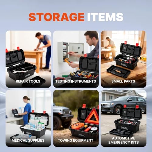 Black Canyon 19 Inch Portable Plastic Tool Box, 19 in × 9.6 in × 8.3 in, Padlockable 1 Piece 19 in - size: 8.3 in × 9.6 in × 19 in