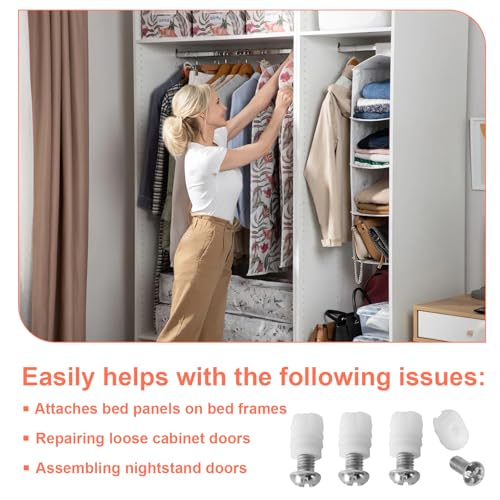 102267 105163 Plastic Sleeve and Screw Compatible with IKEA Furniture Hardware Part # 105163#102267 (Pack of 8)