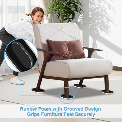 New Upgrade Furniture Movers Sliders, 8+8 Pack 5.8 * 4.3" Multi-Surface Furniture Sliders with Groove Design, Oval 8PCS Moving Pads and 8 Hardwood Socks, Protect Floor and Easily Move Furniture - size: 5.8*4.3in Oval 8+8Pack