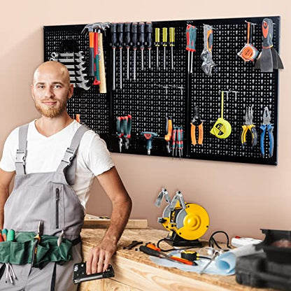 Ultrawall Peg Board Wall Organizer 4 ft. Metal Pegboard Garage Wall Pegboard Tool Storage Kit with Accessories for Garage, 45pcs