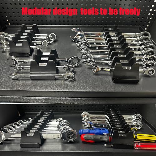 48 pcs Magnetic Modular Wrench Organizer Wrench Holder - Wrenchs Tool Organizers for Tool Drawer Storage, Wrenchs Rack with Metric SAE Labels, Tool Storage Set Holder Festival for Mechanics - style: 48 PCS