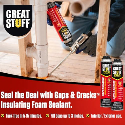 Great Stuff Pro Gaps & Cracks 24 oz Complete Kit – 12-Pack Foam Sealant with AWF PRO 8 in PTFE Coated Professional Spray Foam Gun & 2 Cans of Great Stuff Pro Cleaner - style: 8 in Pro PTFE Coated Gun