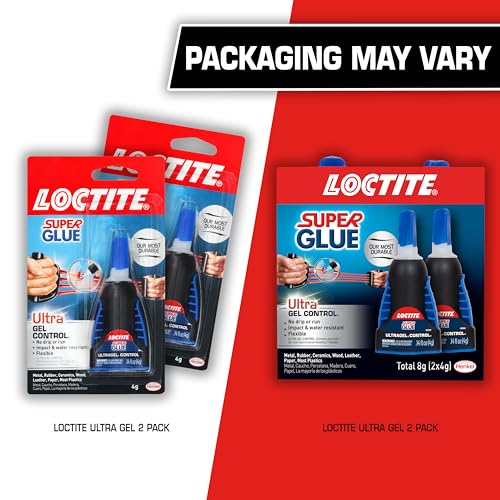 Loctite Super Glue Ultra Gel Control, Clear, 0.14 fl oz Bottle, 2 Pack - Superglue for Plastic, Wood, Metal, Crafts & Repair, Cyanoacrylate Adhesive Instant Glue, Quick Dry - size: 2 Pack, style: Ultra Gel Control