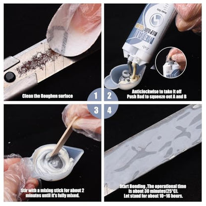 Metal Glue - 2 Part Epoxy Heavy Duty Welding Glue for Bonding and Repairing the Crack Leaking Stainless Steel, Ceramics, Plastic, Metallic Alloys - Super Liquid Metal Filler, Heat-Resistant - 3.5oz