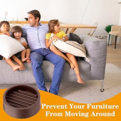 8 Pack Round Rubber Furniture Caster Cups, Non Slip Furniture Pads 1.5 x 1.5 Furnitures Gripper Rubber Furnitures Feet Anti Slide Floor Protector for Bed Couch Table Chair Stoppers - color: Brown