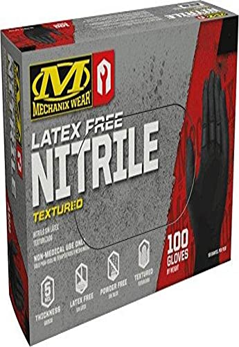 Mechanix Wear D03-05-009-100 - Nitrile Disposable Gloves, Powder Free, Textured - 5 Mil Black (100 Pack) - color: Black 5 Mil, size: Medium