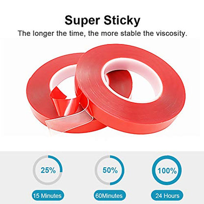 DGSL 0.47 Inch Clear Double Sided Tape Heavy Duty Mounting Tape, Acrylic Clear Mounting Tape for Wall Mount, Hanging Photo, Wall Decor, Art, Led Light Tapes (33 Ft X 3 Pack) - size: 0.47inch Width