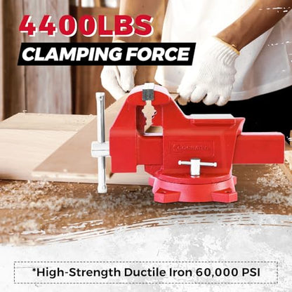 4.5" Heavy-Duty Bench Vise Ductile Iron Bench Vise 360° Swivel Bench Vice with Anvil, Red - size: 4.5 inch