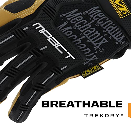 Mechanix Wear Material4x M-Pact Gloves - Abrasion-Resistant Gloves for Hand Safety - Machine Washable - Breathable - Secure Fit - Tear-Resistant - Durable - Brown/Black - Small - size: Small