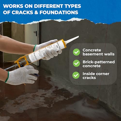 6–10 Ft DIY Foundation Wall Crack Repair Kit, Waterproof Epoxy Concrete Crack Filler, Stops Leaks, 12,000 PSI Structural Strength, Fast Gel Time, Professional-Grade Home Improvement Repair Solution