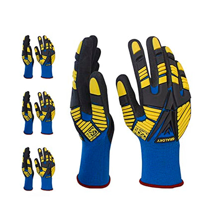 3 Pairs Work Gloves, Impact Resistant Gloves with Rubber for Men Women, Nitrile Palm Touch Screen Cut Resistant Glove, Durable Mechanic Heavy Duty Impact Gloves for Construction Gardening DIY - size: XX-Large